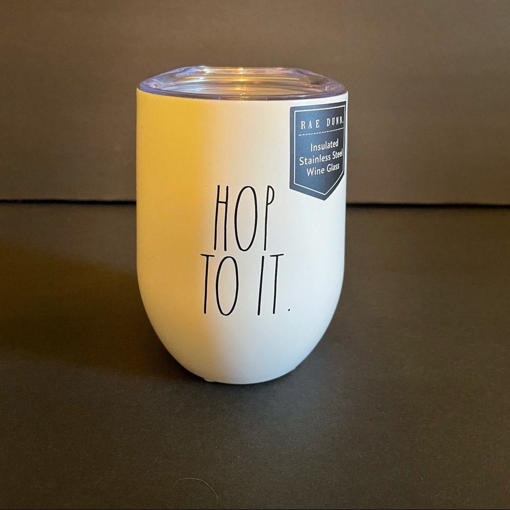 Rae Dunn “ Hop To It” stemless wine glass tumbler